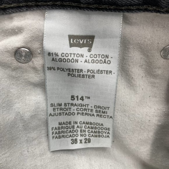 Levi's 514 Men's Charcoal Gray Slim Straight Leg Jeans - Picture 7 of 8